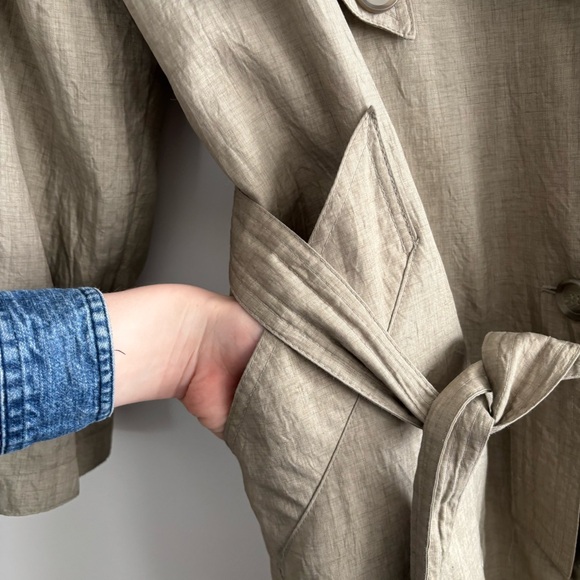 Vintage Tan Texture Classic Longline Trench Coat - Picture 6 of 15